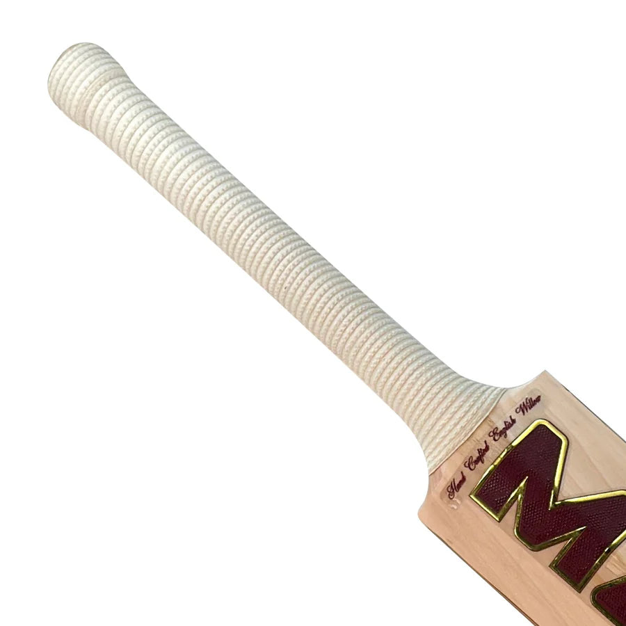 Full-length front and back studio layout of the authentic MB Malik Vintage 3 Star Edition Cricket Bat.