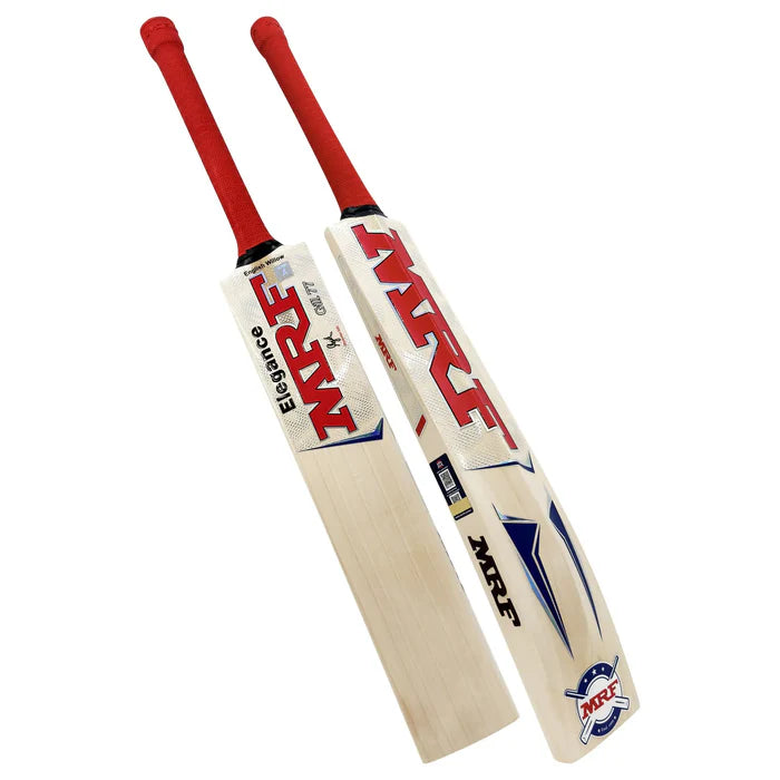 MRF Elegance English Willow cricket bat front view with branded stickers