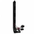 Side view of Premium LED Spring-Return Cricket Stumps illuminated with glowing red lights