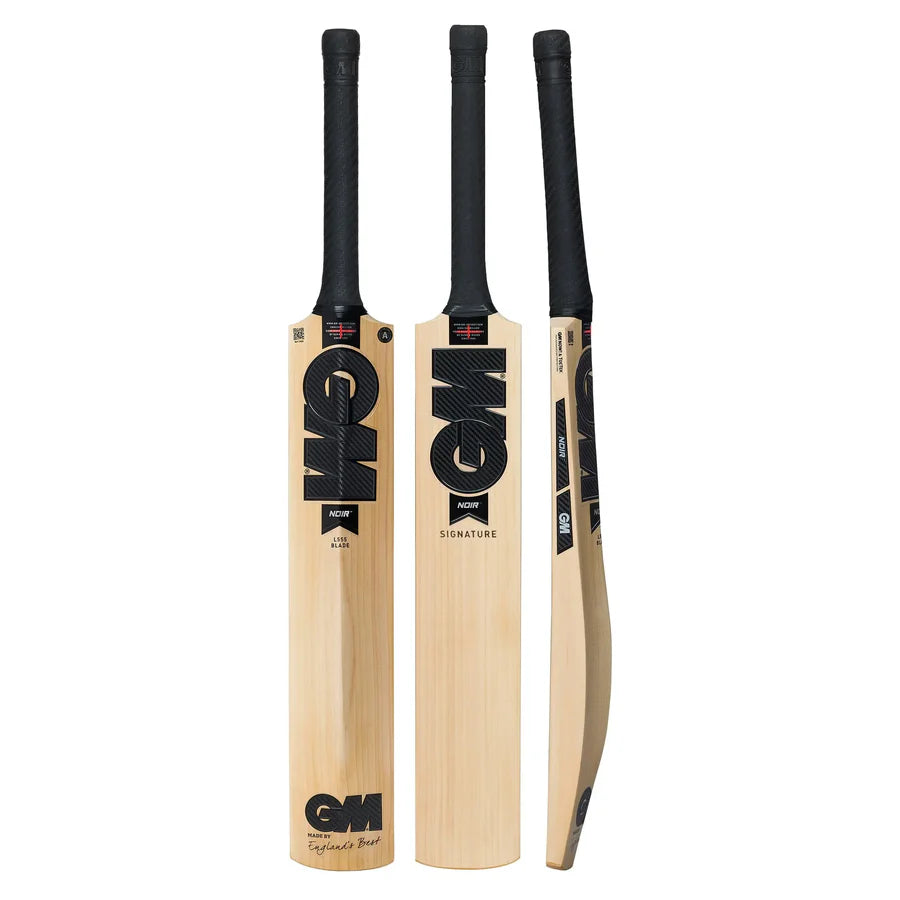 Gunn Moore Noir Signature English willow cricket bat with black grip
