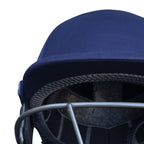 High-visibility white embroidered NG logo insignia detailed on the rear panel of the premium cricket helmet.
