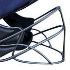 Left side ear protection cup and metallic grille attachment mount on the NXT GEN protective headgear.