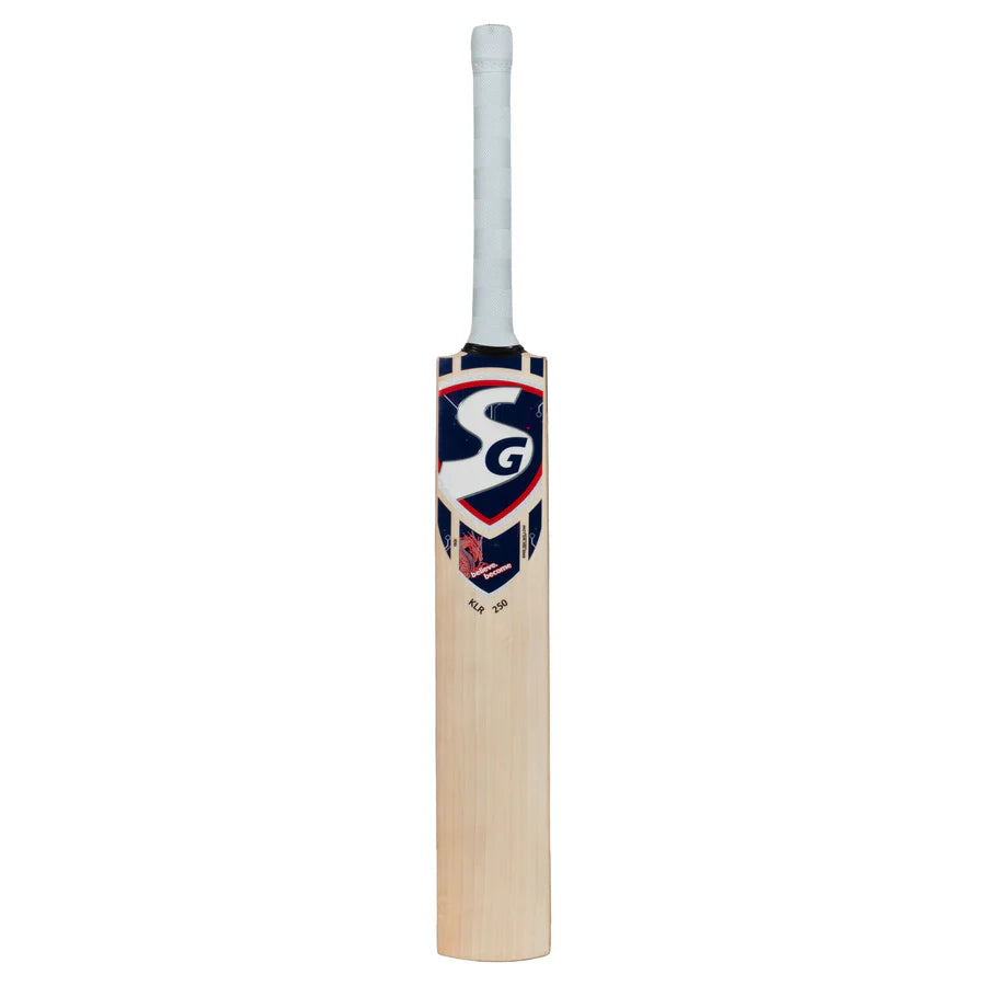 Front face of SG KLR 250 English Willow bat showing clean grain structure