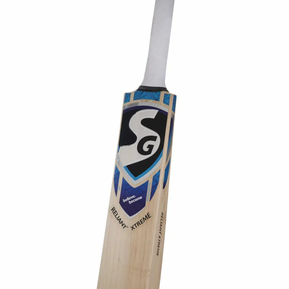 SG Reliant Xtreme Cricket Bat showcasing its mid-to-low sweet spot and thick edges.