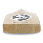 Wooden block with a logo and text on a white background