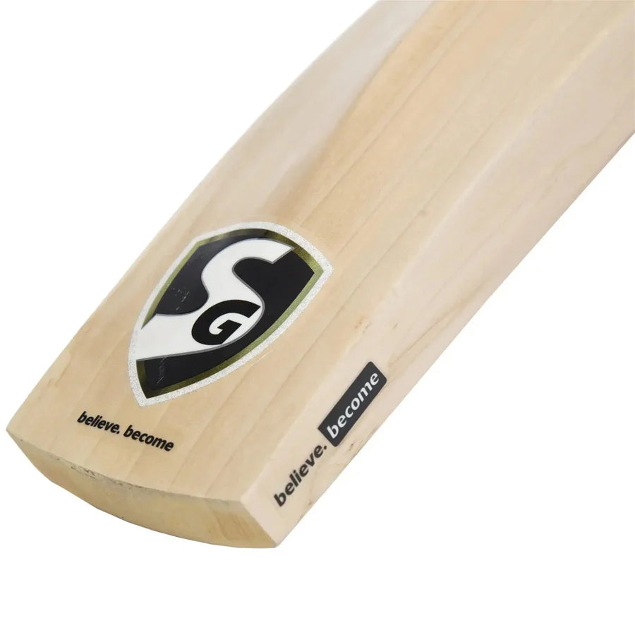 Detailed grip view of SG Savage Xtreme bat showing new camo color grip designed for firm control — Cricketer Point.