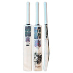 Front view of the SS Devils Green English Willow Cricket Bat from Cricketer Point showing the clean grains and green branding stickers.