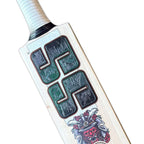 View of the thick toe profile and lower spine layout of the SS Devils Green English Willow Cricket Bat.
