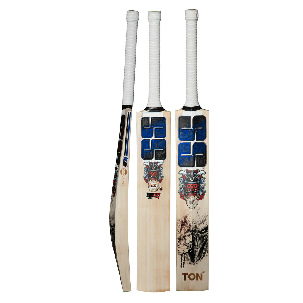SS Devils Blue English Willow Cricket Bat front face at 1140g
