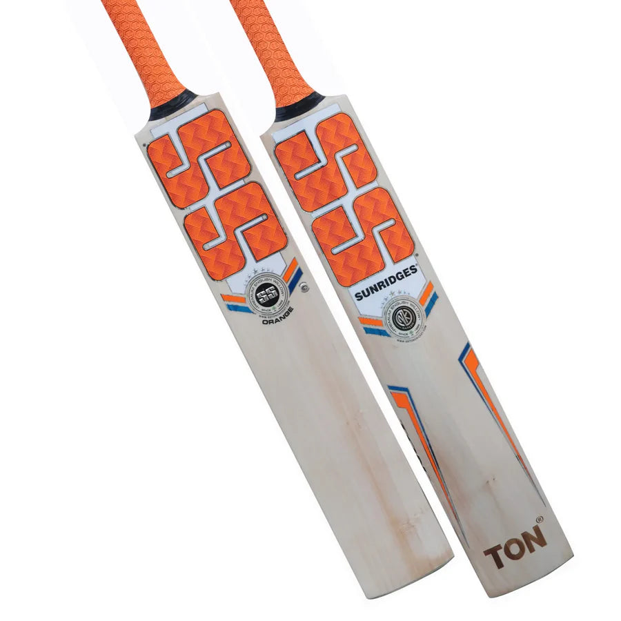 SS Orange English Willow Cricket Bat SH inside premium portable cover for protection and easy transport.