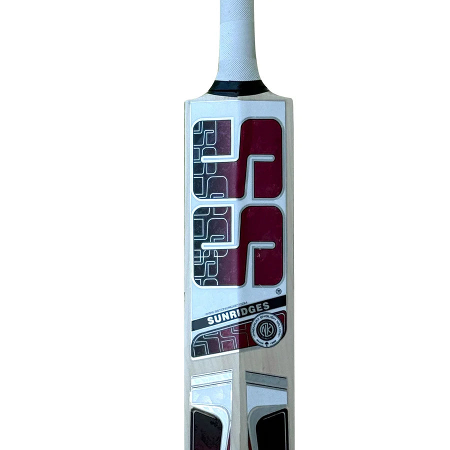 Bottom toe view of the SS Tiger English Willow Cricket Bat showing the thick base profile and wood finish.