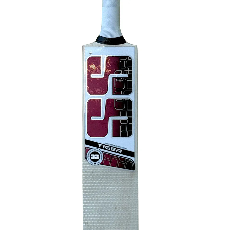 Back profile of the Cricketer Point SS Tiger English Willow Cricket Bat displaying the thick mid-to-low spine.