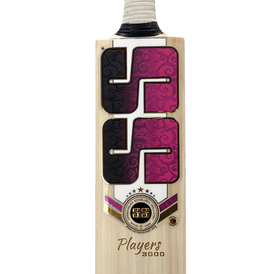 Full-length view of the SS TON Player 3000 cricket bat showing its imposing full profile shape.
