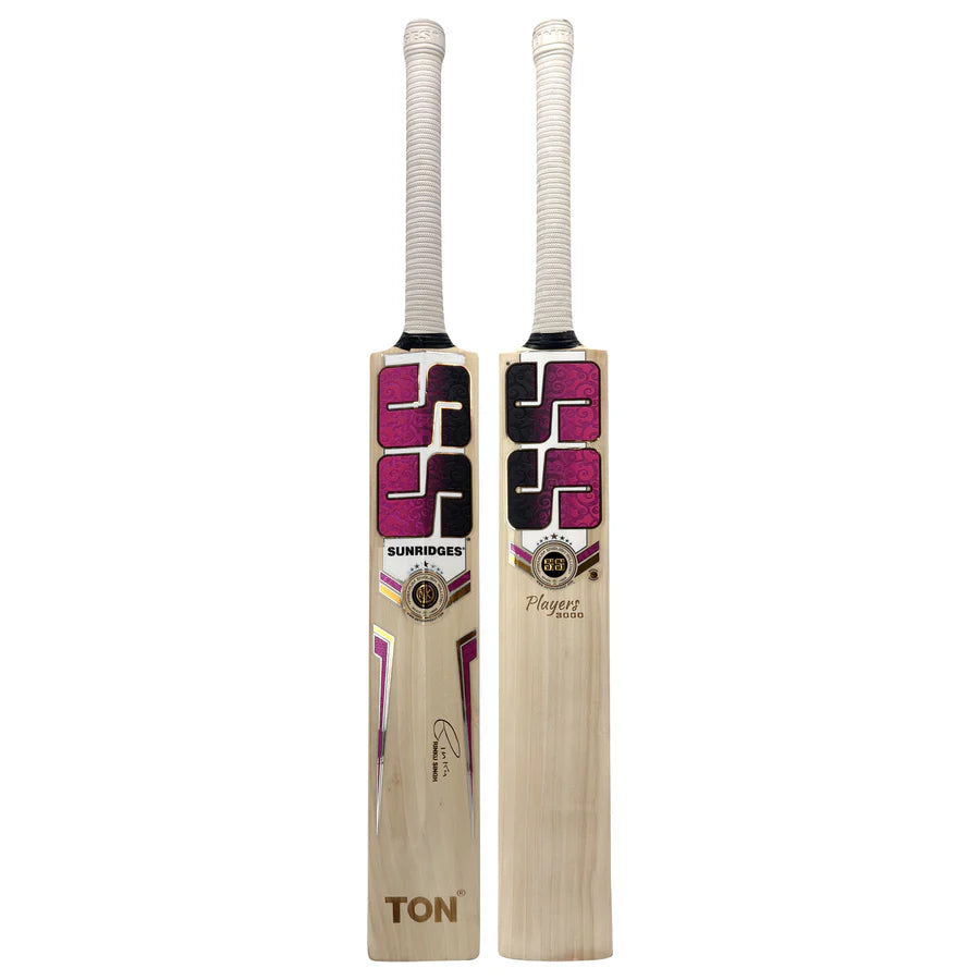 SS TON Player 3000 English Willow Cricket Bat front face view.