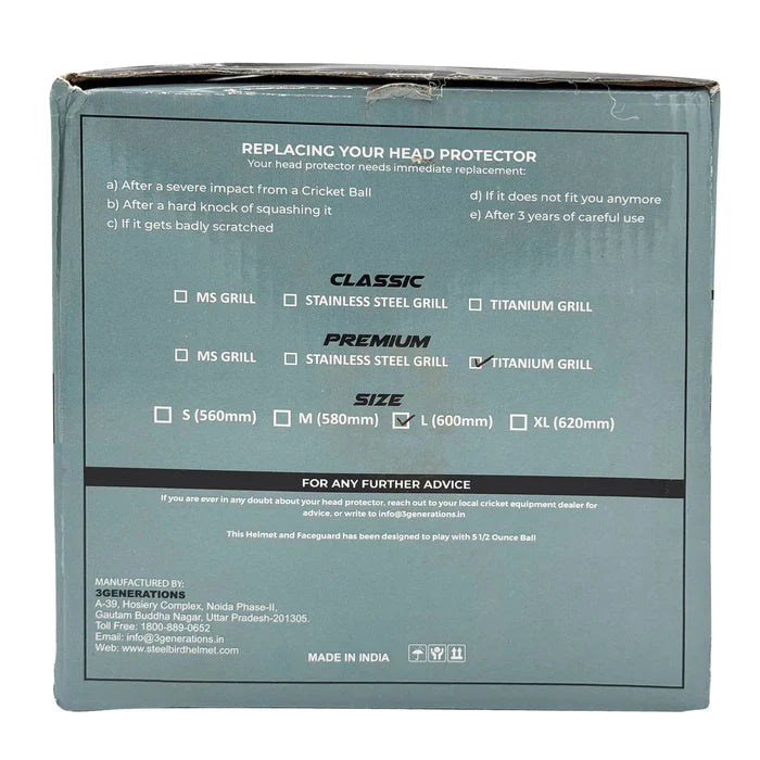 Steelbird Hitz Titanium Grill Premium Cricket Helmet