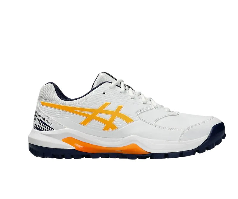 Heel view of the Asics Gel-Lethal Field 2 shoe showcasing the ankle padding and support.