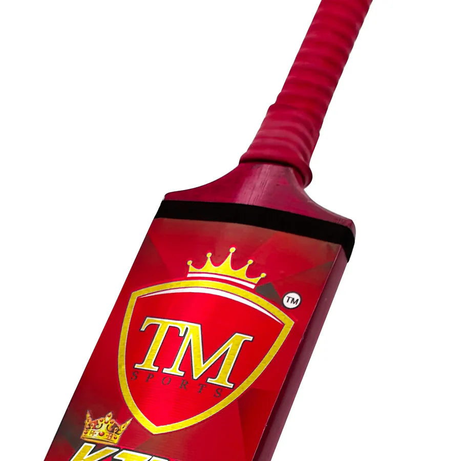 Close-up of the branded 'TM King Edition' logo stamped on the bat's face.