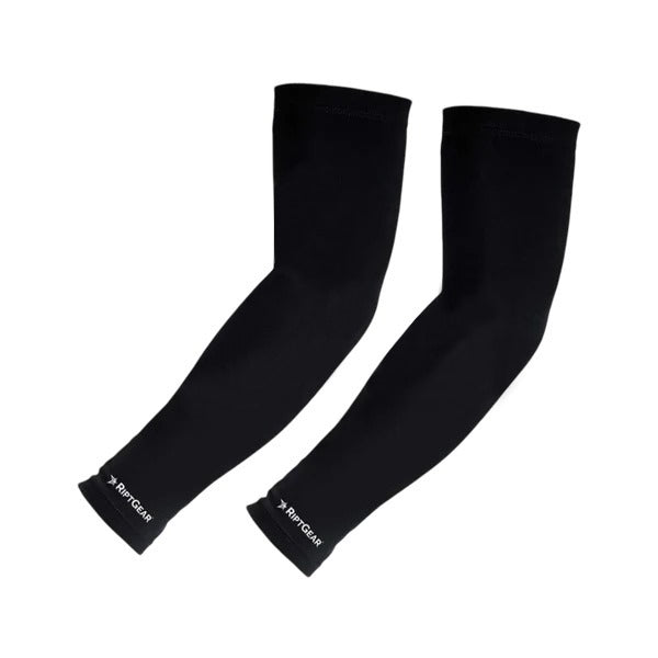 Black CA Fielding Elbow Sleeves Pair displaying the protective coverage length and secure elasticated arm cuffs.