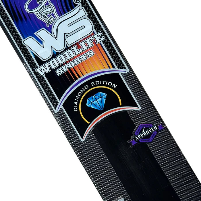 Close-up of WS Woodlife Sports Diamond Edition approved sticker and textured face finish