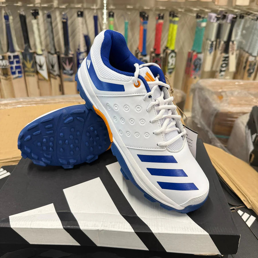 Pair of Adidas NU23 cricket shoes ready for match day in Germany