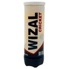 Complete pack of three yellow Wizal cricket tape balls with their storage container.