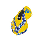 Top down view showing the flexible finger slots and bright yellow detailing on the Adidas Pellara 3.0 Wicket Keeping Glove Yellow.