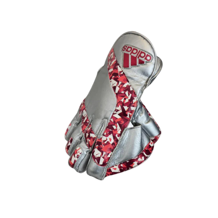 Side angle view emphasizing the reinforced additional finger protection on the Adidas Pellara 3.0 Wicket Keeping Gloves Adult.