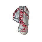 Top perspective view showing the pre-curved shape and overall flexible profile of the Adidas Pellara 3.0 Wicket Keeping Gloves Adult.
