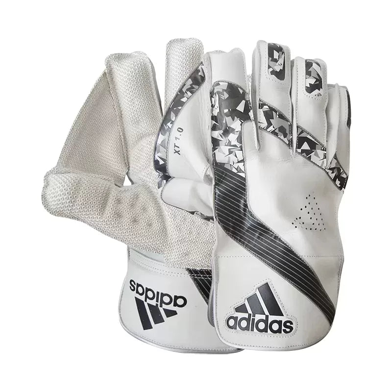 Adidas XT 1.0 Wicket Keeping Gloves front view showing octopus grip pattern