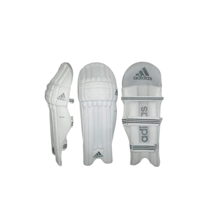 Adidas XT 3.0 Batting Pads front view showing traditional knee roll