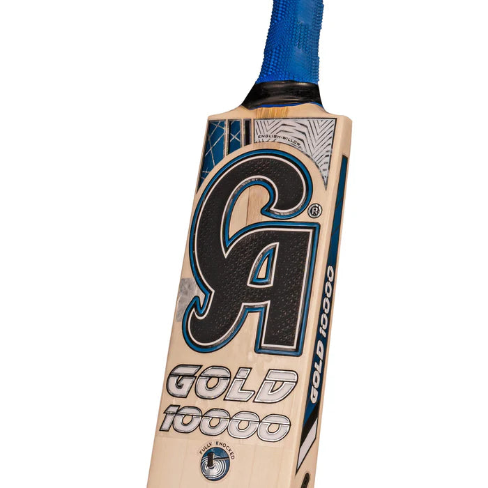 Close-up of CA Gold 10000 bat featuring 3D stickers and Glass Protek Technology.
