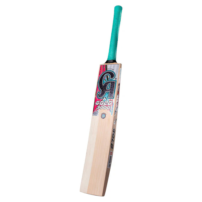 High-vis fluorescent design on the CA Gold 3000 English Willow Cricket Bat