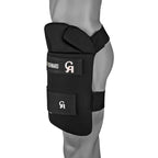 Side angle of the contoured, lightweight CA Performance 15000 Thigh Pad Black emphasizing the dual-density foam edging.