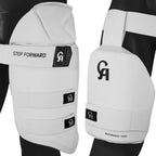 Close-up of the broad adjustable elastic security straps attached to the CA Performance 15000 Thigh Pad White.
