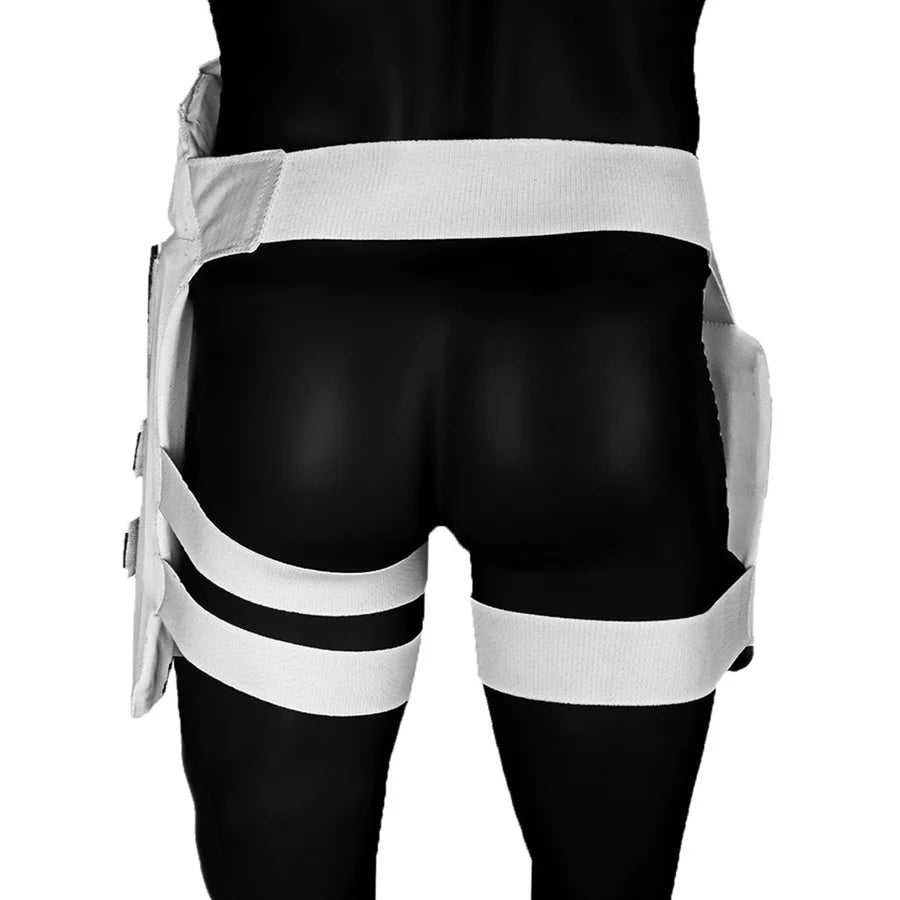 Detailed texture shot of the high-density impact absorption foam on the CA Performance 15000 Thigh Pad White.