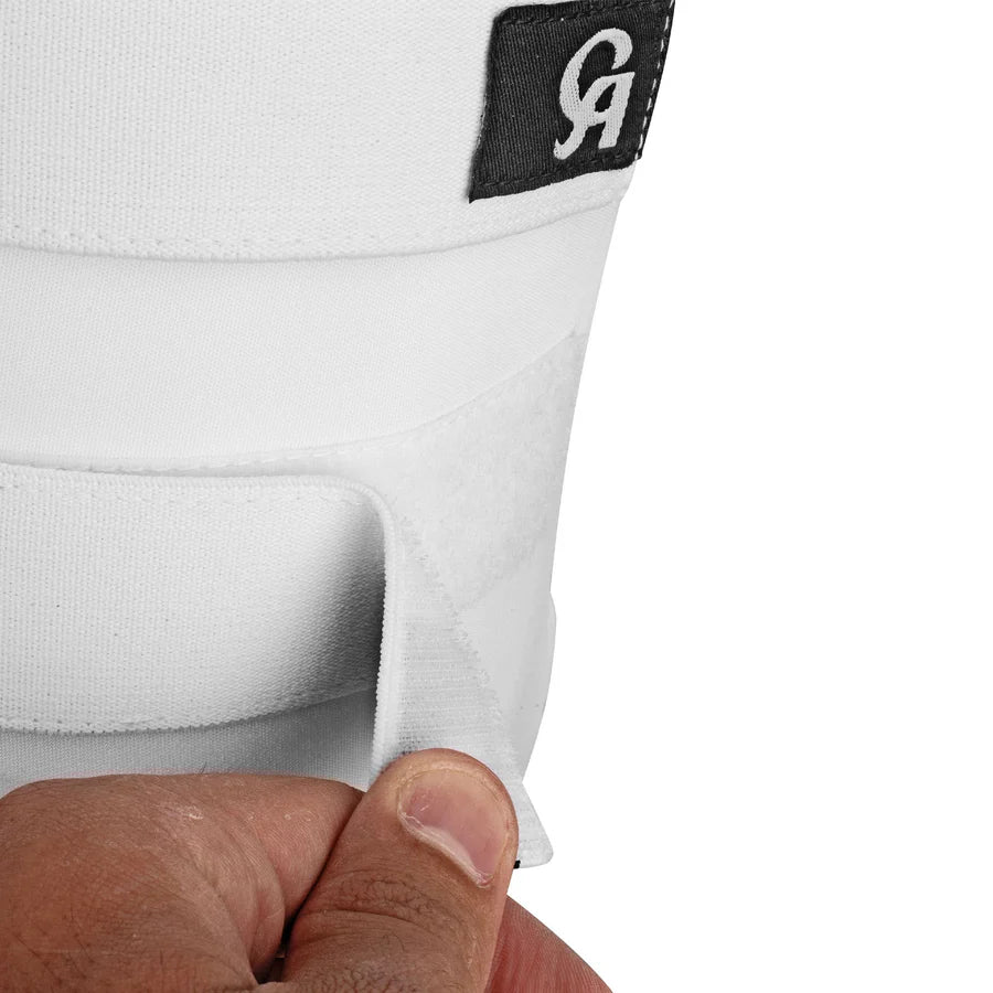 Close-up of the smooth white moisture-wicking inner fabric lining on the CA Performance 15000 Thigh Pad White.