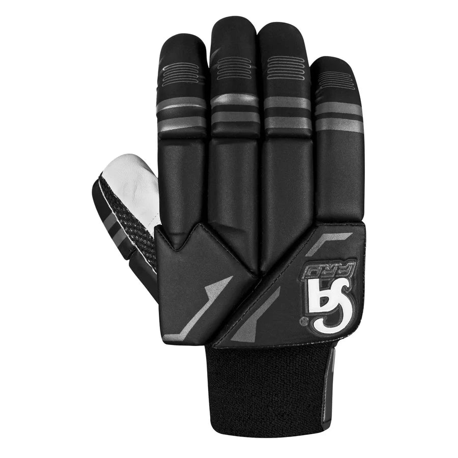 Detailed view of the durable double stitching along the cuffs of CA Pro 10000 Batting Gloves Black.