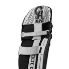 Rear view profile of CA Pro 10000 Batting Pads Black highlighting padded interior leg bolster linings.