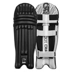 Front profile of CA Pro 10000 Batting Pads Black showing structural vertical bolsters and black finish.