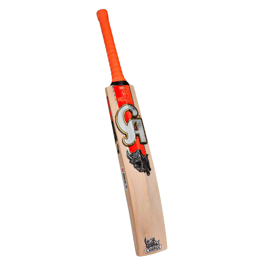 Bottom perspective of the CA Pro Charge English Willow Cricket Bat showing the well-shaped durable toe protection.