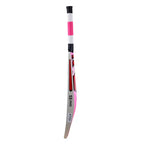Side view of the CA Rustam tape ball bat showing the thick edge construction and lightweight blade design.