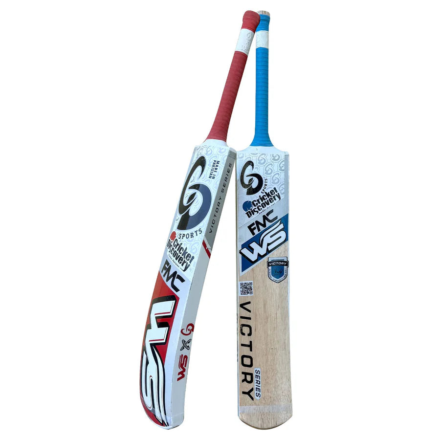 Back view of the CD & WS FMC Victory Tape Ball Bat from Cricketer Point showing its balanced spine structure.