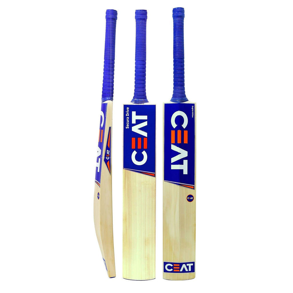 CEAT Secura Drive English willow cricket bat front view showing 4 to 6 straight grains