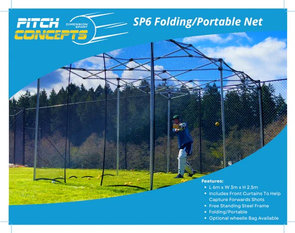 Dimension Sports Pitch Concept Sp6 Folding Portable Batting Net Cricket Training Equipment – yes