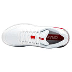 Close-up of the aggressive grip outsole with multi-directional spikes for perfect cricket traction.