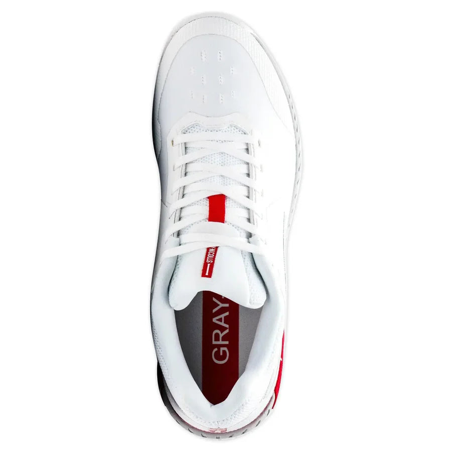 Official Gray Nicolls logo and branding detail on the shoe's heel.