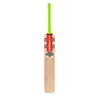 Detailed view of neon green and black decal graphics on the Gray Nicolls Shock Wave Gen 2.3 5 Star Cricket Bat blade.
