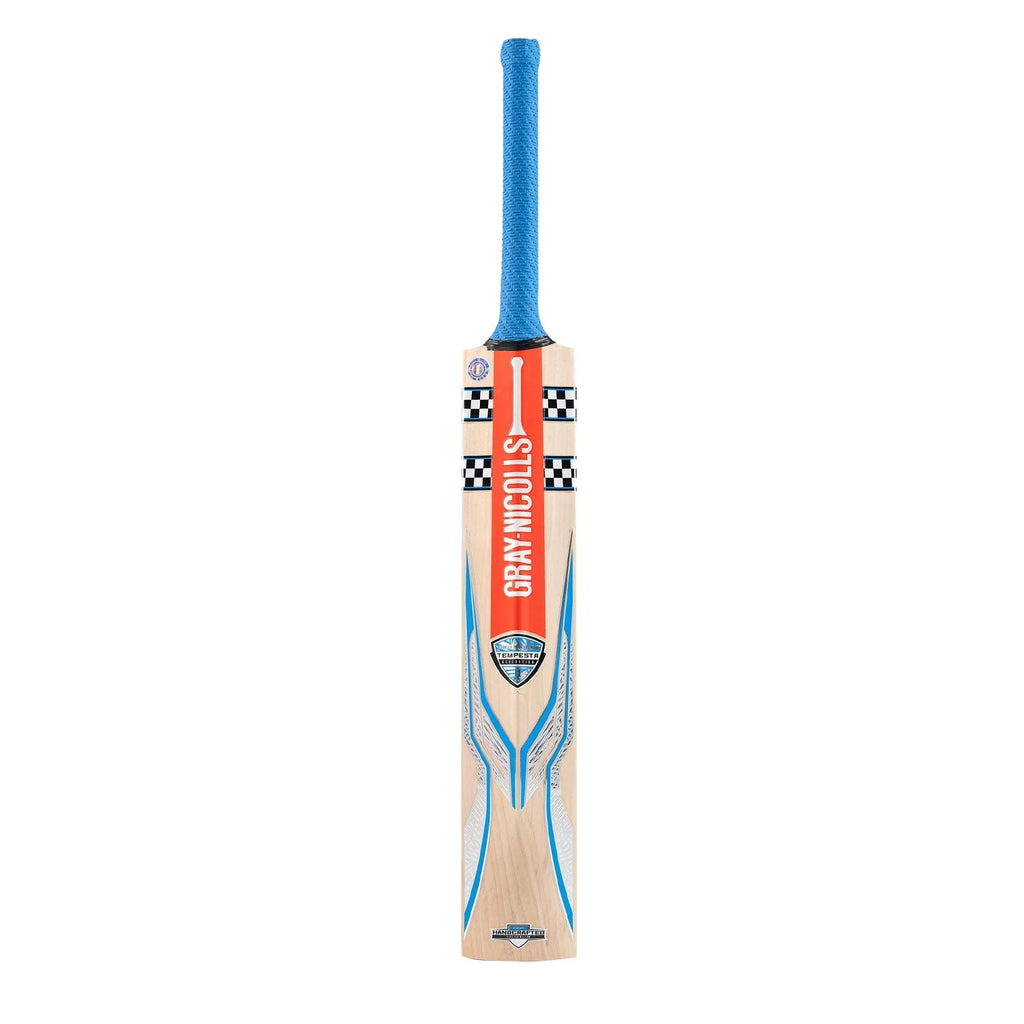 Back view of Gray Nicolls Tempesta Gen 1.1 300 Cricket Bat at Cricketer Point showing duck-bill toe design.