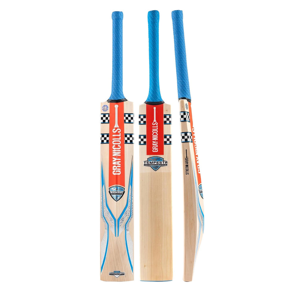 Front view of Gray Nicolls Tempesta Gen 1.1 300 Cricket Bat at Cricketer Point showing full profile face.