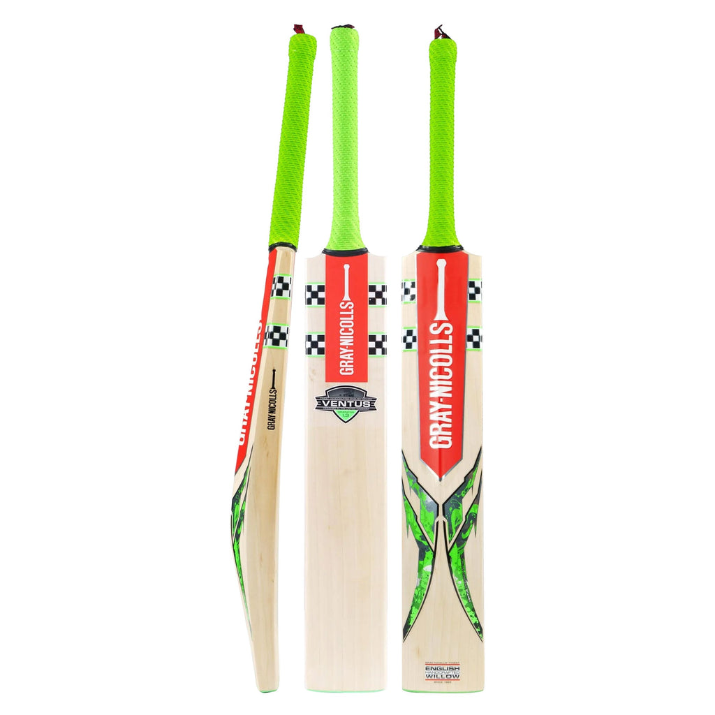 Front view of Gray Nicolls Ventus 1.3 4 Star Cricket Bat at Cricketer Point showing Extratec finish face.